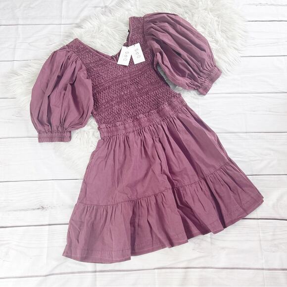 Sea New York Simona Women's Puff‎ Sleeve Smocked Dress in Merlot Size 14 - Picture 3 of 5